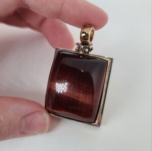 Michael Dawkins 925 & Yellow Gold Tiger's Eye Pendant With Open Bail